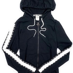 VS Pink Logo Snap Sleeve Perfect Full Zip Small